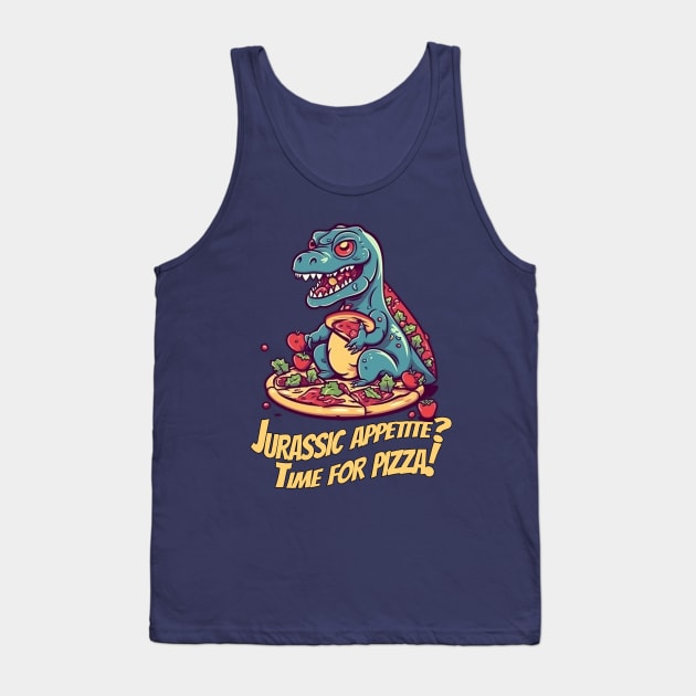 Rawrsome Pizza Lover Dinosaur T-Shirt Design Tank Top by ABART BY ALEXST 